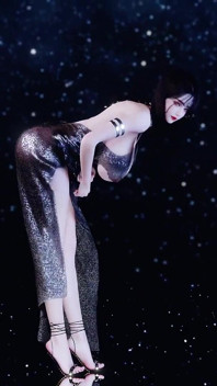 Glossy Korean-style Beauty, Seductive Evening Gown, High Heels, Big Boobs, Big Butt, Shaved Pussy, Tight Pussy