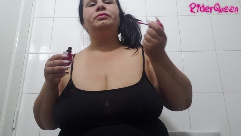 Riderqueen BBW Step Mom Latina Ebony: 애인과 섹스하기 위해 메이크업을 하는 불충실한 마누라
