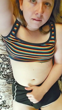 Stroking My Girlcock and Painting Myself in Cum
