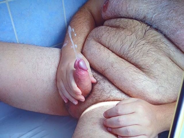 Bear Pees on Himself, Gently Masturbates His Cock and Cums (Fat Baronetto)
