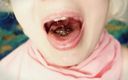 Arya Grander: Zahnspange fetisch - nahaufnahme mukbang video Asmr mit tollen sounds