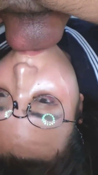 Dreamy Kawaii Beauty Gives It Her All with an Upside-down Deepthroat