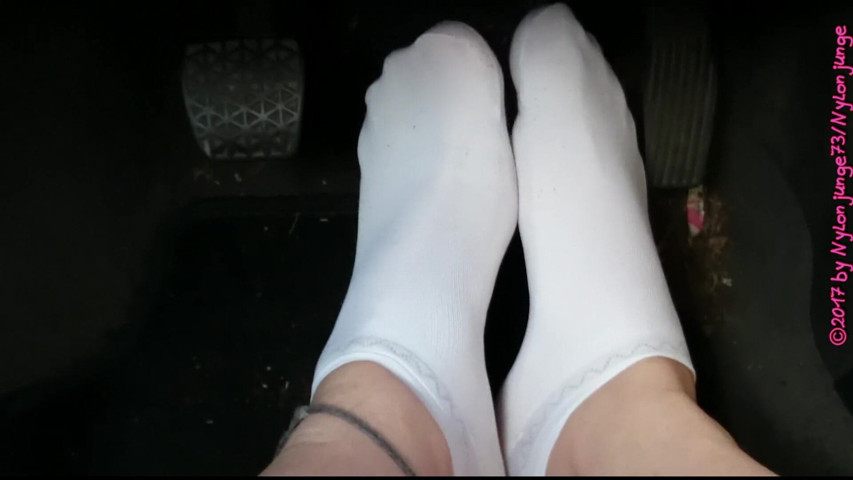 White Sneaker Socks in the Car, Pedal Pumping (Carmen_Nylonjunge)