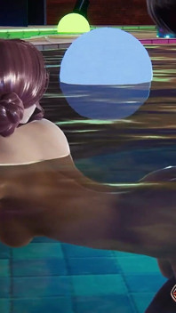Nakai Yukino's bikini zwembadfeest - 3D Hentai-animatie: staande pose seks, gehurkt op een grote pik en op zijn hondjes met strakke kut