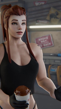 Brigitte Big Black Gym Trainer Stretches Her Tight Holes - Training Session Gone Wild Overwatch 3D