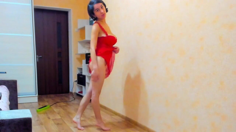 myla_angel: Hot Striptease in Red Dress and Sportwear