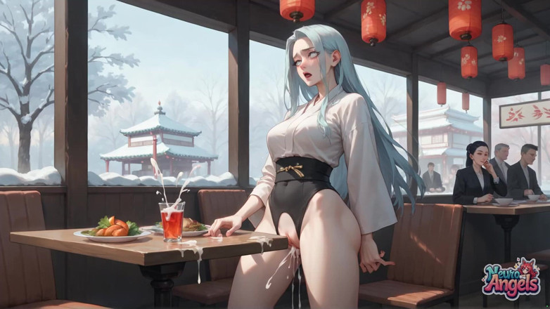 NeuroAngels: Sexy e sporca seduzione in un caffè nevoso con kimono...