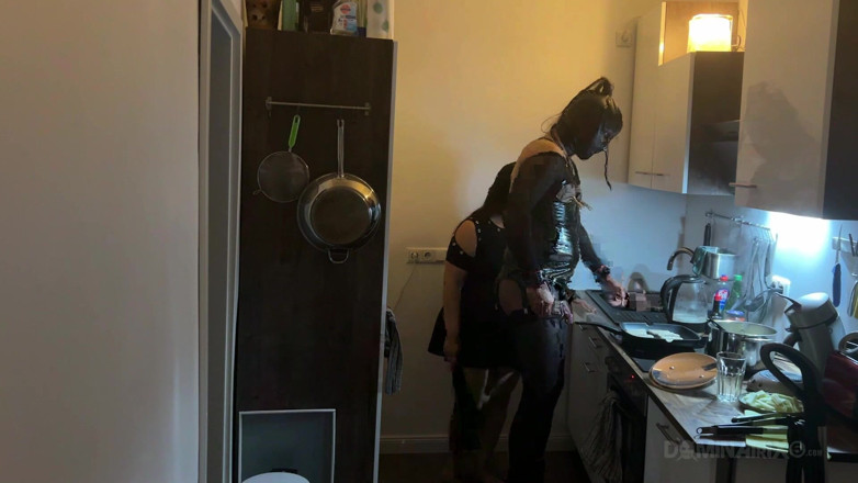 LadyPam: Dominant MILF Stretches Latex Sub's Ass Wide in Kitchen