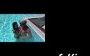 Deutschland porn: 年轻的黑发女郎在泳池边被大鸡巴操