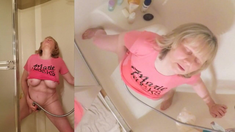 MarieRocks: Horny grandma is 66 and still rockin' the shower
