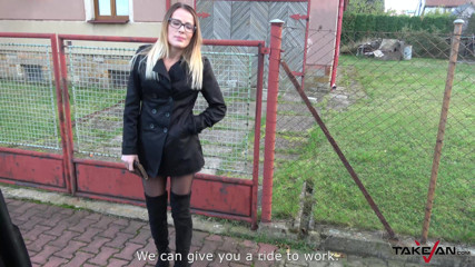 Take Van: Hot secretary convinced to fuck in van with horny stranger