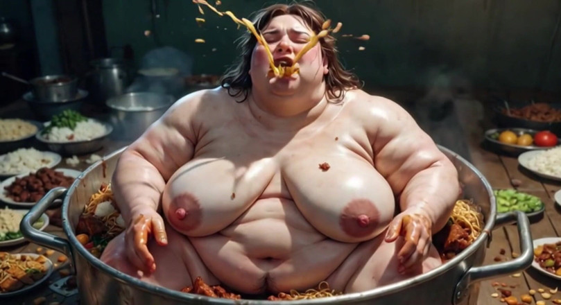 YOUR BEST FANTASY: Massive SSBBW Naked Eating Food Like Crazy - Hairy Pussy Exposed