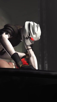 Het sex i sci-fi-labbet. En sexig tjej knullas av ett android monster