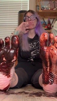 Size 16 Feet Chocolate Syrup Worship - Lick Them Clean Footboy