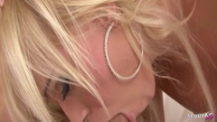 Date Fucks Blonde Sexy Stocking Shemale at Spontaneous Meeting