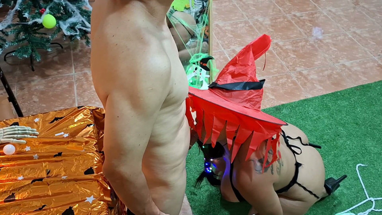 Lady: Fucking a Beautiful Busty and Big-assed Witch on Halloween
