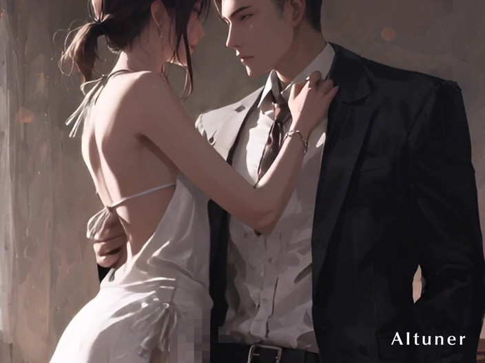 AItuner: Facing the Window, Small Waist in His Hands-she Sits the...