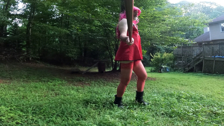 Jon Screcrow: Raw Unedited Crossdresser in Lingerie Outside