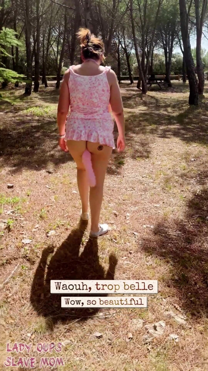 Lady Oups: Buttplug Micro Dress Submissive Collar in the Forest