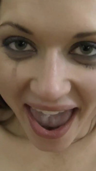 Delicious teen gal gets her face messy
