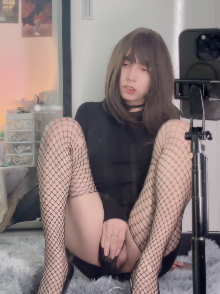 Ts Princess Rose: Asian Sissy High Obcasy Podwójne wytryski