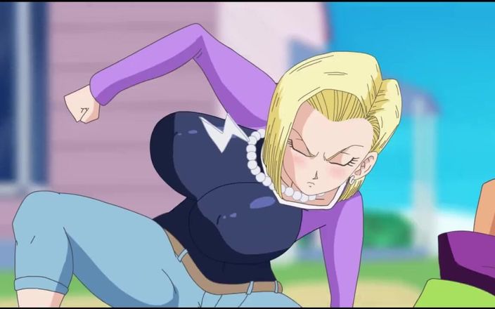 Miss Kitty 2K: Taşaklar için Android görevi - ejderha topu bölüm 1 - Android 18 eğleniyor