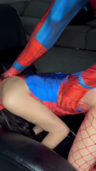 Spider-man Fucks Spider-girl Hard & Shoots His Web All Over Her Face