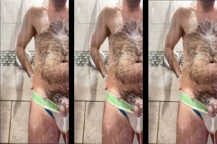 Hairy Wolf: Handsome Hairy Hung Shower Bator Horny at the Gym Needed...