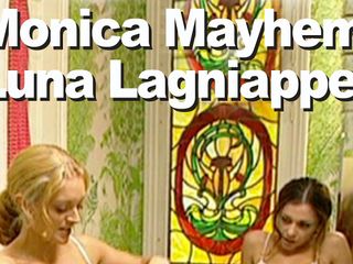 Edge Interactive Publishing: Monica Mayhem a Luna Lagniappe Lesbo lízání sprchový strapon
