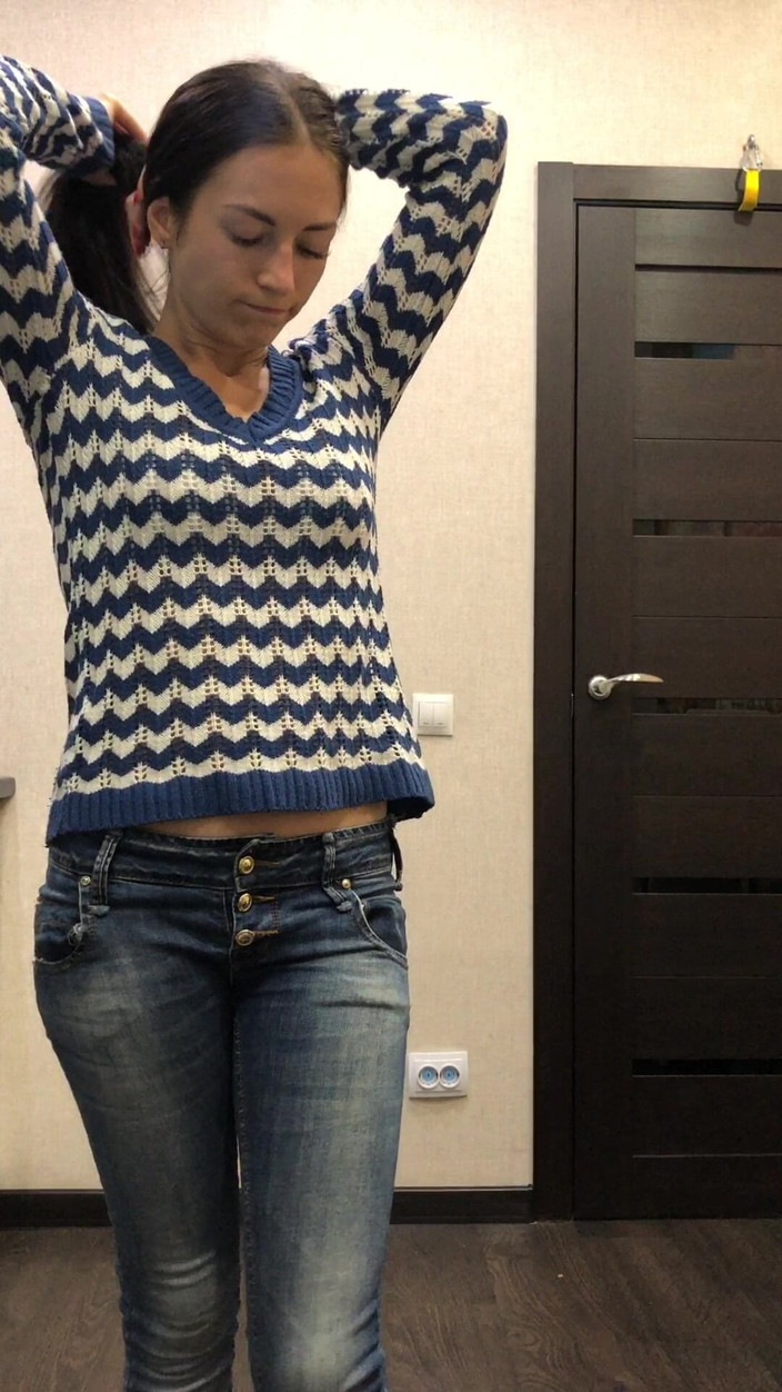 Princess Monica: Stretch Test Belly Showing in 3 Sweaters