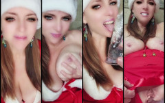 Nikki Nevada: Noch eine sexy rote dessous, santa hat weihnachts-masturbation, dildo lutschen,...