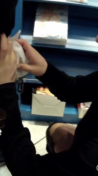 Blowjob in Porn Cinema with Blonde MILF Arabella May