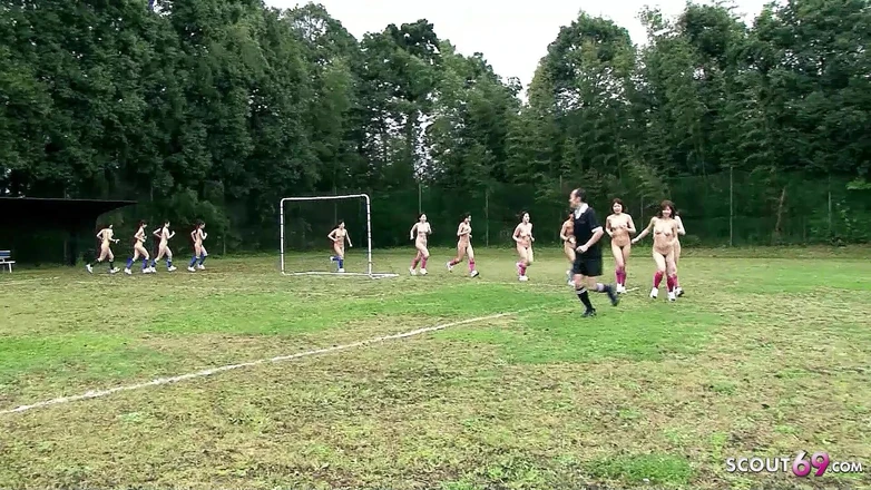 Asian porn collection: Threesome Japan teen fuck after soccer game with coach