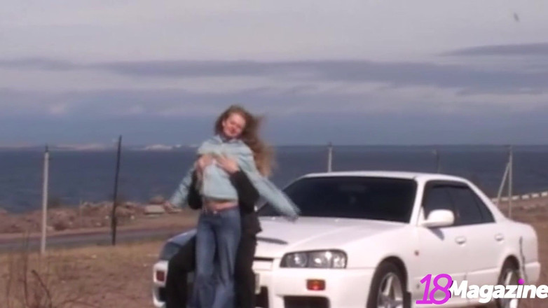 18Magazine: Hot hitchhiking perks! Sasha gets jizzed by a random shaft!
