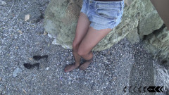 Seamless Pantyhose on the Beach thumbnail