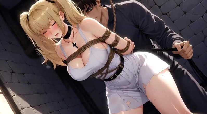 Stories&Anime: Erotische zusammenstellung, gefesselte blonde hentai-sklavin