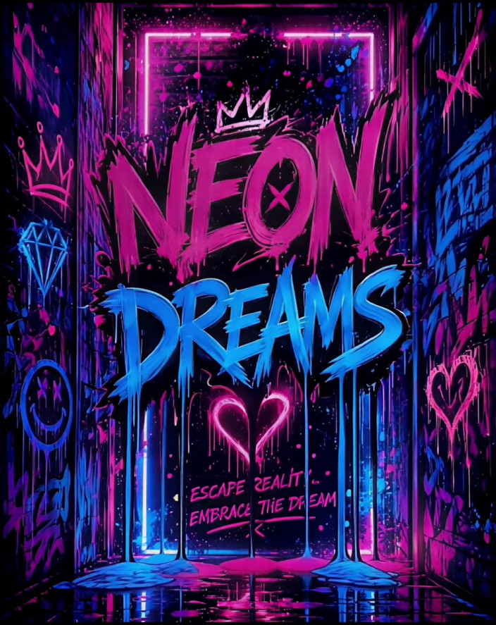 Neon dreams: Neon Dreams - sucer et baiser, rose et bleu
