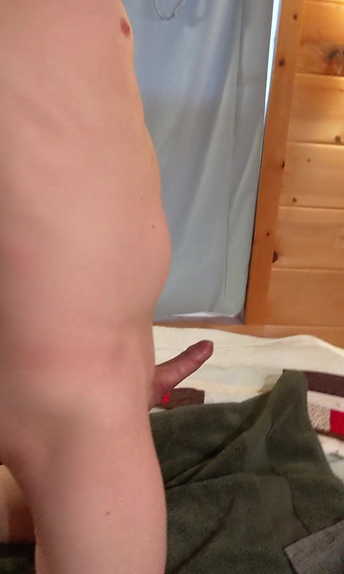uncutcollegeguy: On My Knees, Quickly Cumming From Humping the Air Hands-free (very...