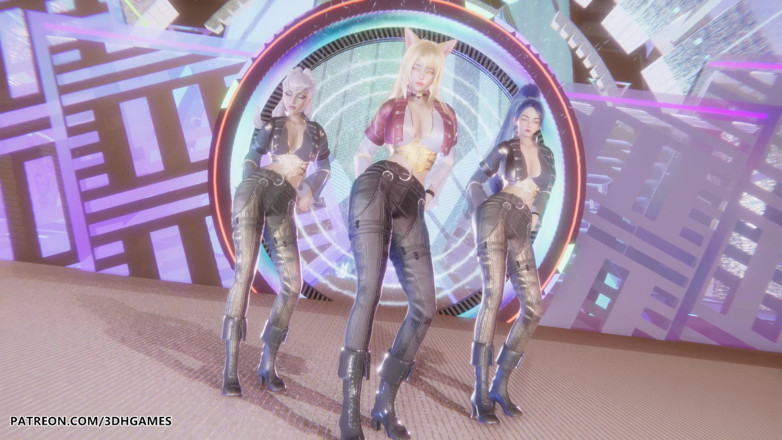 3D-Hentai Games: Kard - Gunshot Ahri, Kaisa &amp; Evelynn Sexy Striptease