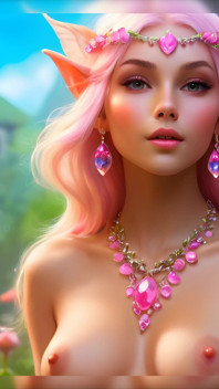 Peituda nua elf girl com Cloudberry