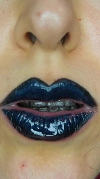 Gothic Dark Blue Lipstick and Glossy Lips