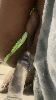 Black Solo Anal Sliding Green Jockmail Thong to the Side