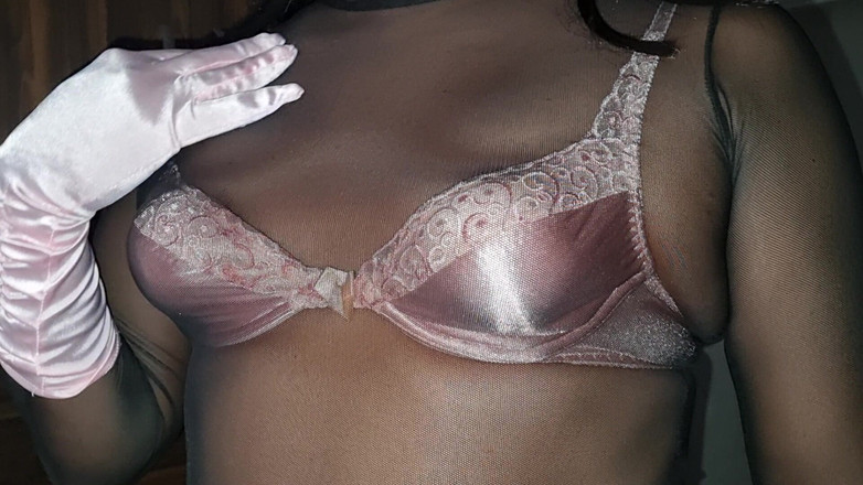 Sexy shinny clothes: Sexy vintage saténová a krajková podprsenka &amp; průsvitné černé šaty