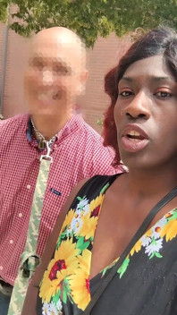 Queen Dreka Taking River on a Walk on His Lunch Break at His Corporate Job