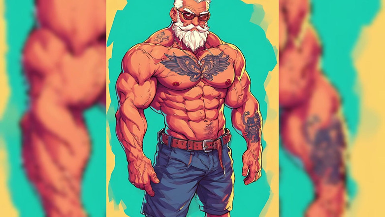 Erotic Man: Татуированная мускулистая мужчина, сексуальное искусственное искусство