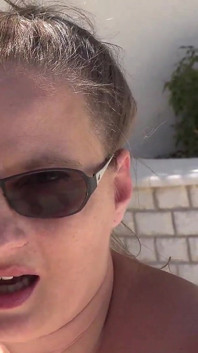Pregnant Brunette with Sunglasses Gets Pissed on Tits by Guy