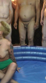 Piss & Bukkake Gangbang Party with Blonde Girl Agnes