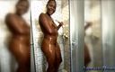 African Beauties: Negresă dolofană și prietenă La duș fierbinte și distracție cu pișat