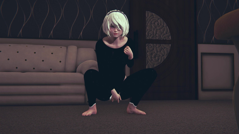 Waifu club 3D: 2B merintih dan melancap pepeknya