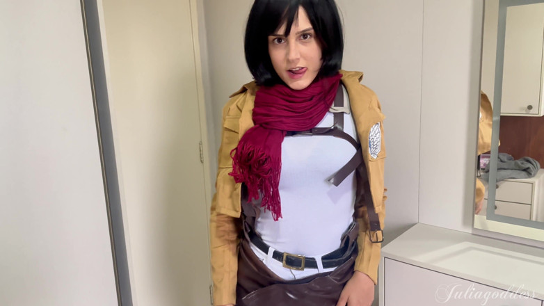 Shamelesscouple: ミカサコスプレBJ - 淫語&amp;舌に射精